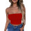 Asdoklhq Women's Solid Red Tube Top L 2