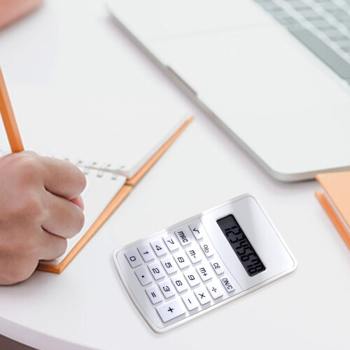 8-Digit calculator with large display and round candy-color