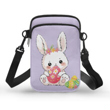 Small Crossbody Purse with Adjustable Strap Crossbody Sling Bags for Adults, Rabbit with Floral Egg
