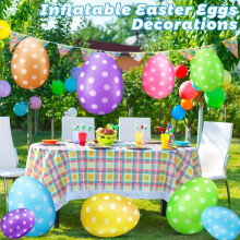 Inflatable Easter Eggs, Easter Inflatables Eggs with Polka Dot Pattern, Holiday PVC Blow Up Decor for Front Yard & Garden, 33 x 47 cm, Purple
