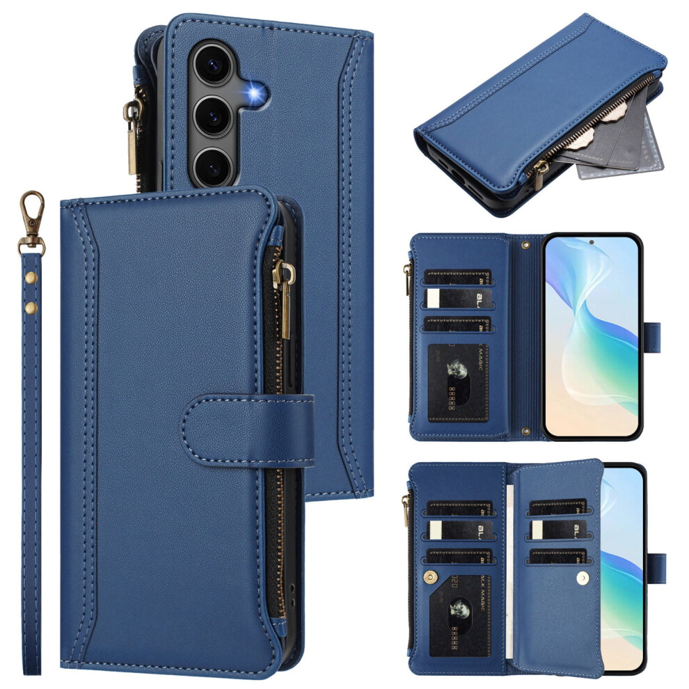 Samsung Galaxy S9 Wallet Case Leather Magnetic Dark Blue 962125734218
