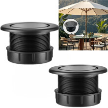 Set di 2 tappi di chiusura ad anello per foro ombrellone da giardino, colore nero.