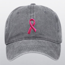Pink Ribbon Breast Cancer Awareness Hat for Women – Vintage Cotton Adjustable Baseball Cap, Compatible with Outdoor Sports & Hip Hop Style (Grey)