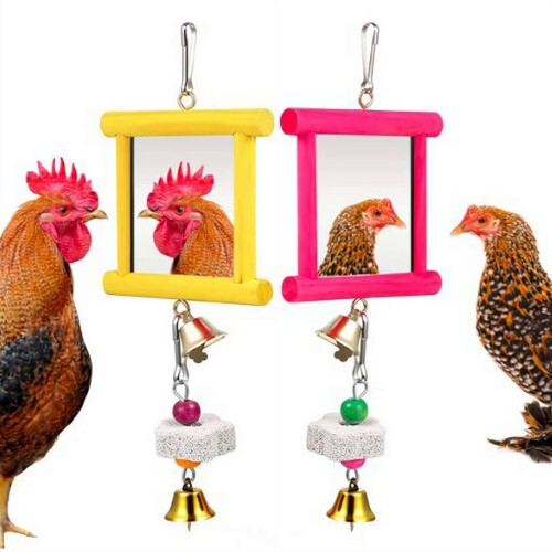 Hühner-Spiegelspielzeug mit Glocke und Backenstein (2 Stück)
