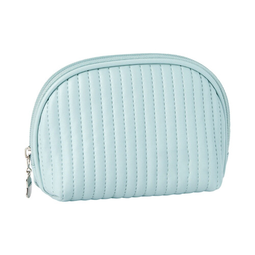 Light Blue Leather Mini Makeup Bag 5.51x2.75x4.53 Inches