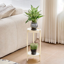 Small Round Side Table For Living Room, Modern Iron And Plastic Tea Table, Compact Sofa Corner Table For Bedroom Or Balcony