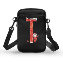 2 Layers Cross Body Purse for Travel Daily Use(Letter T with Santa)