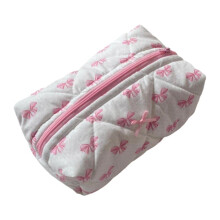 Organisateur de maquillage en polyester avec nœud en forme de rose et bleu