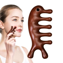 4-in-1 Wood Head Massager Comb for Scalp, Face, Neck & Body – Compatible with Travel, Spa, Home, Yoga, Aromatherapy