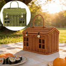Easter Garden Harvest Basket Green Woven Rattan