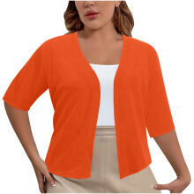 Women's Oversized Solid Cardigan Short Sleeve Open Front