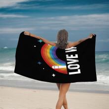 Vibrant Rainbow Pattern Beach Towel - Love Wins Design Perfect for Pool Travel and Bath Use - Soft Colorful and Inspiring