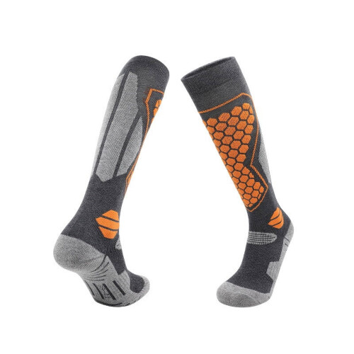 Orange Thickened Wool Ski Socks Unisex Long Warm