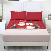 Queen Sheet Set Soft Cooling Polyester 3-Piece Red Santa