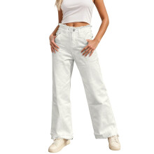 Women's Straight Leg High Waisted Denim Jeans White