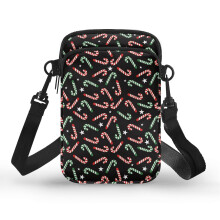 Candy Canes and Stars Double Layer Travel Crossbody Purse for Unisex, Daily Commute or Casual Outings
