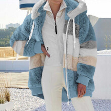 Winter Coats for Women Plus Size Fashion Woman Long Sleeve Open Front Loose Outerwear Patchwork Blouse Coat Tops Pockets Blouse