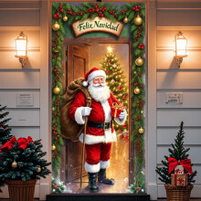 Fall Door Covers, Photo Background Door Decoration, Xmas Hanging Banner Background for Home Holiday Christmas Decoration, Gifts for Family Friends