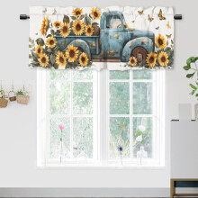 Yellow Floral Farmhouse Truck Valance Curtain 54x18 in Rod