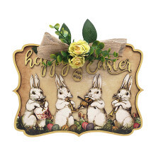 Easter Wooden Hanging Welcome Sign Vintage Hanging Door Sign Rustic Front Door Rabbit Sign for Wall Door Rustic Farmhouse Decoration