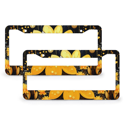 Hive and Bee License Plate Frame Metal 2-Pack