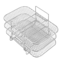 3‑Layer Stainless Steel Air Fryer Rack – Stackable Grill & Dehydrator Accessory, Even Heating, Dishwasher Safe