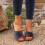 Willtoo Women's Blue Leather Wedge Sandals Orthopedic 1
