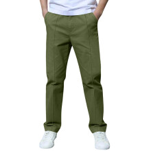 Boys' Green Stretch Chino Pants with Pockets, Pull-On School Uniform Pants – Compatible with Back to School Outfits, Ages 8-9