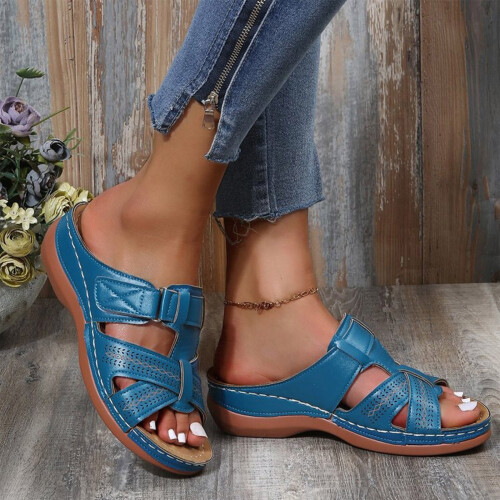 Willtoo Women's Flat Sandals Arch Support Non-Slip Sky Blue 1