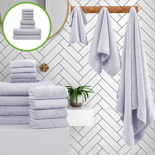 Velvet Bath Towel Set Square 8-Piece