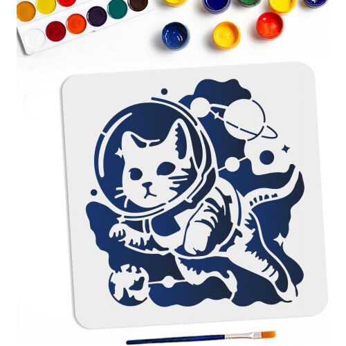 Galaxy Cat Stencil Space Animal Theme 11.8 inch