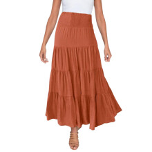 Women's Boho Flowy Tiered A-Line Maxi Skirt Elastic Waist