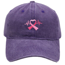 Pink Ribbon Cancer Awareness Baseball Cap Adjustable Denim