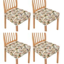 Rose Print Seat Covers for Dining Room Chairs Set of 4, Protective Dining Room Seat Cover Protector, Kitchen Chair Covers Removable