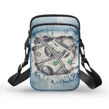 Denim Adjustable Shoulder Strap Crossbody Bag Vintage, with Zipper Closed for Casual Use, Outdoor Holiday Travel