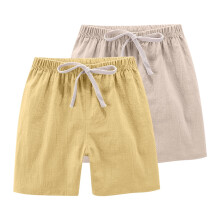 Kindershorts van imitatie linnen, effen kleur, 2-delig, geschikt voor kinderen van 2 tot 13 jaar.