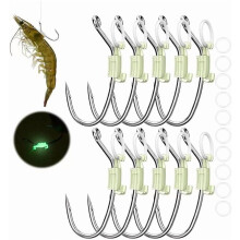 Luminous Live Shrimp Hooks Carbon Steel 10 Pack