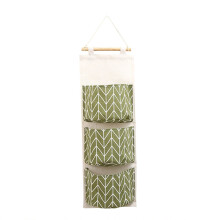 Green Cotton Linen Home Organizer Bag for Door or Wall 7.5