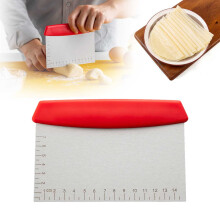 Stainless Steel Bench Scraper with Scale, Dough & Pastry Cutter, Food Chopper – 5.9x4.33", Red