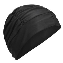 Women's Pleated Swimming Cap for Long Hair Black