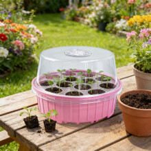 13-Hole Breathable Seeded Box & Tray Set with Adjustable Vents (Plastic), Compatible with D
