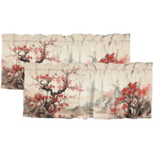Cherry Blossom Valance Rod Pocket Curtain Asian Vintage