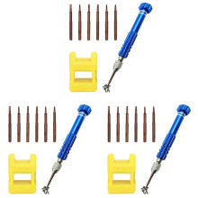 3X Magnetic 6 in 1 Tiny Screw Driver Kit, Small Screwdriver Set Perfect Screws for Cell Phones, Watch, Eyeglass Etc