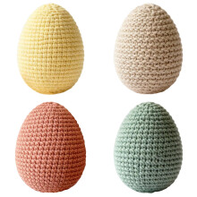 Handmade Crochet Easter Eggs, Fabric-Wrapped with Foam Filler, Rustic Knitted Ornaments for Tiered Trays, Baskets, Spring Decor