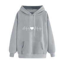 Women's Heart Hoodie Casual Fleece-Lined Pullover with Hood
