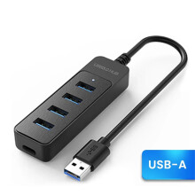 4-Port USB 3.0 Hub with Power Adapter & Type-C – Compatible with Laptop/PC, 5Gbps, Plug & Play, OTG for HDD/Keyboard/Mouse