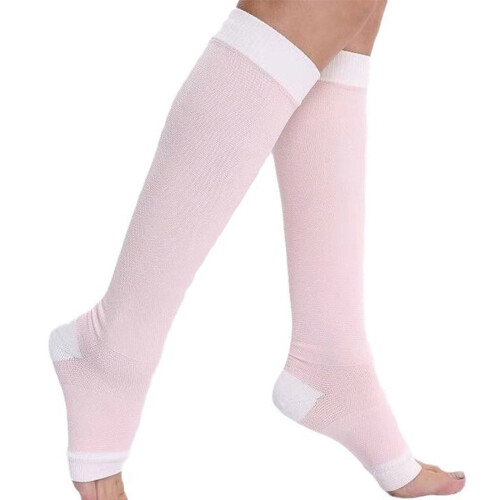 Knee-High Compression Socks Women Open-Toe Graduated