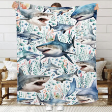 Shark Blanket for Women – Floral Shark Decor, 60"x80", Twin/Adult Size, Compatible with Bedroom & Living Room