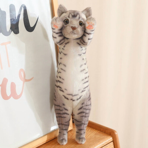 Plush Standing Cat Doll Beige-Brown 9.85 In