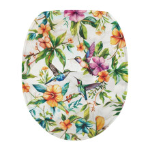 Hummingbird Flower Oval Toilet Lid Covers – Elastic, Protective, Fits Most Toilets, Compatible with Standard Oval Lids